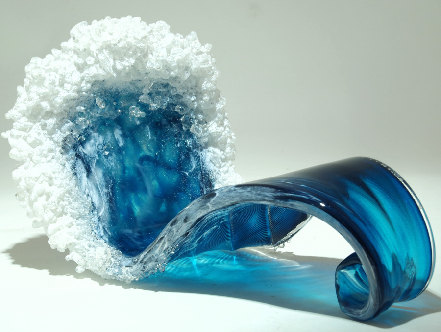Magnificent Ocean Wave Glass Vases And Sculptures By Blaker Desomma Glass 3