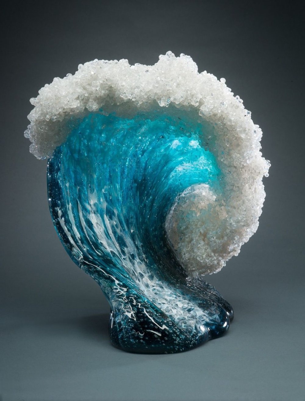 Magnificent ocean wave glass vases and sculptures by Blaker-DeSomma Glass