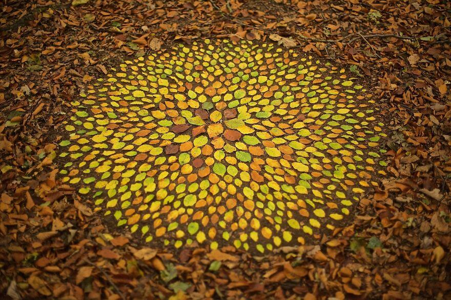 Marvelous Cairns And Mandalas Made From Leaves And Rocks By James Brunt 17