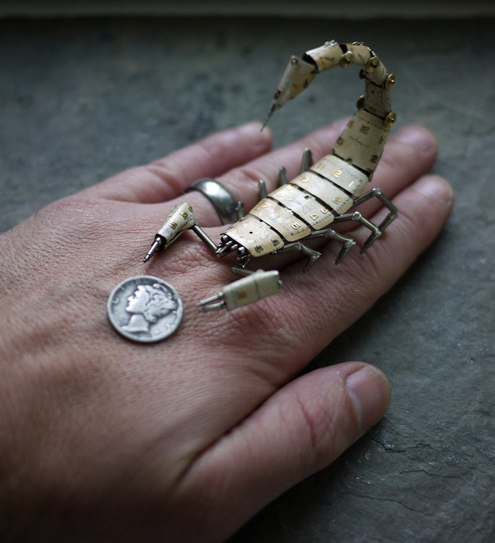 Old Broken Watches Turned Into Intricate Mini Steampunk Sculptures Of Insects By Justin Gershenson Gates 4