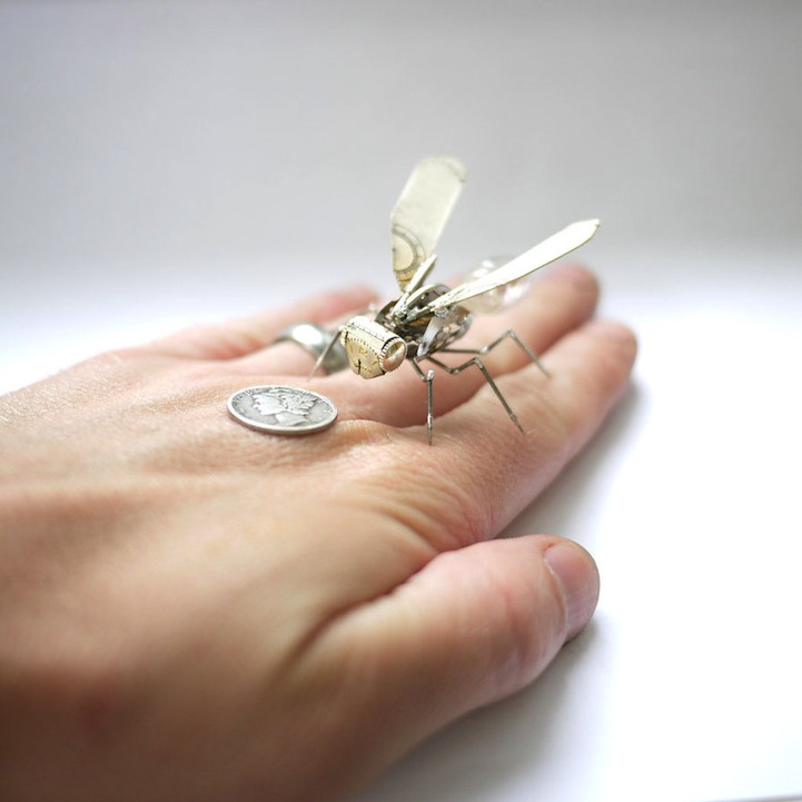 Old Broken Watches Turned Into Intricate Mini Steampunk Sculptures Of Insects By Justin Gershenson Gates 7