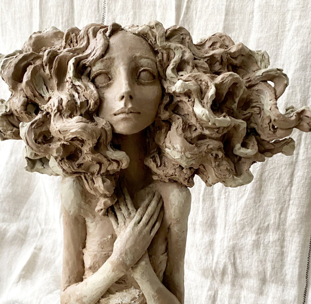 Petites Bonnes Femmes Poetic Bronze Sculptures Of Melancholic Women With Coiffed Hair By Valerie Hadida 5