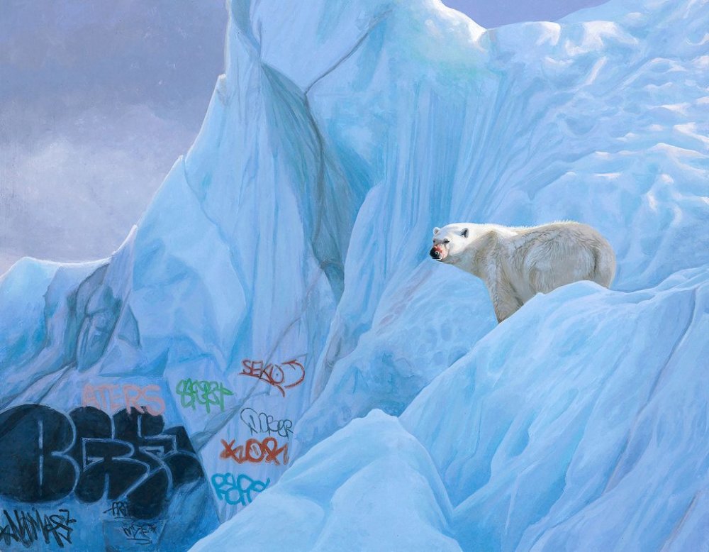 Surreal Human Print Speculative Paintings Of Graffiti Made On Unlikely Places By Josh Keyes 10