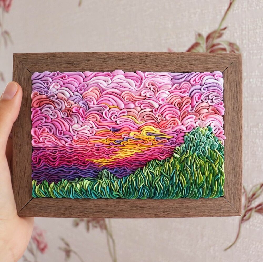 Petals Impressionism Stunning Air Dry Polymer Clay Panels Of Floral Landscapes By Alisa Laryushkina 8