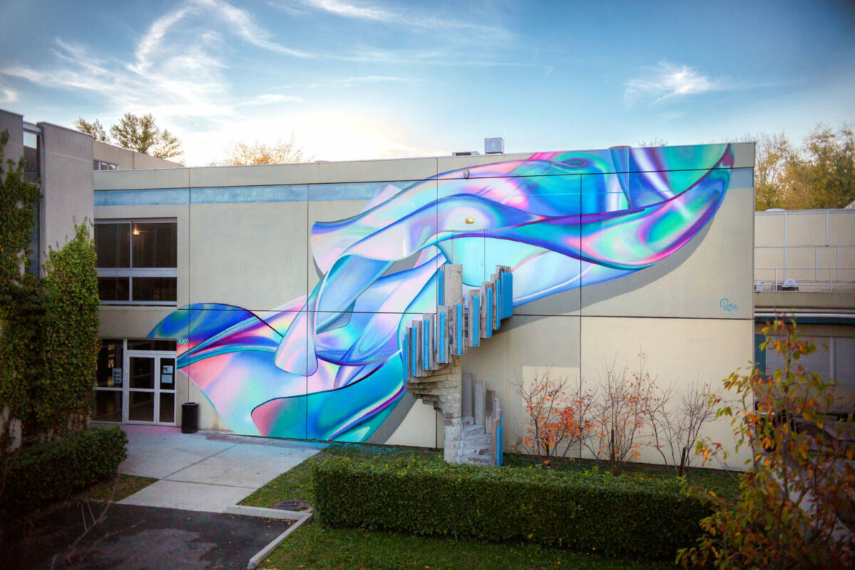 Stunning Large Scale 3d Murals Of Iridescent Fabrics In Movement By Rosie Woods 4