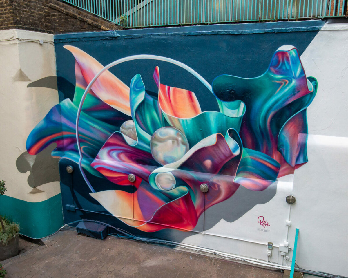 Stunning Large Scale 3d Murals Of Iridescent Fabrics In Movement By Rosie Woods 7