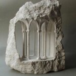 Classical architecture carved into stones and marble blocks by Matthew Simmonds