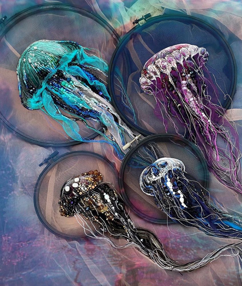 Gorgeous Jellyfish Embroidery Hoop Art By Yuliya Kucherenko 10