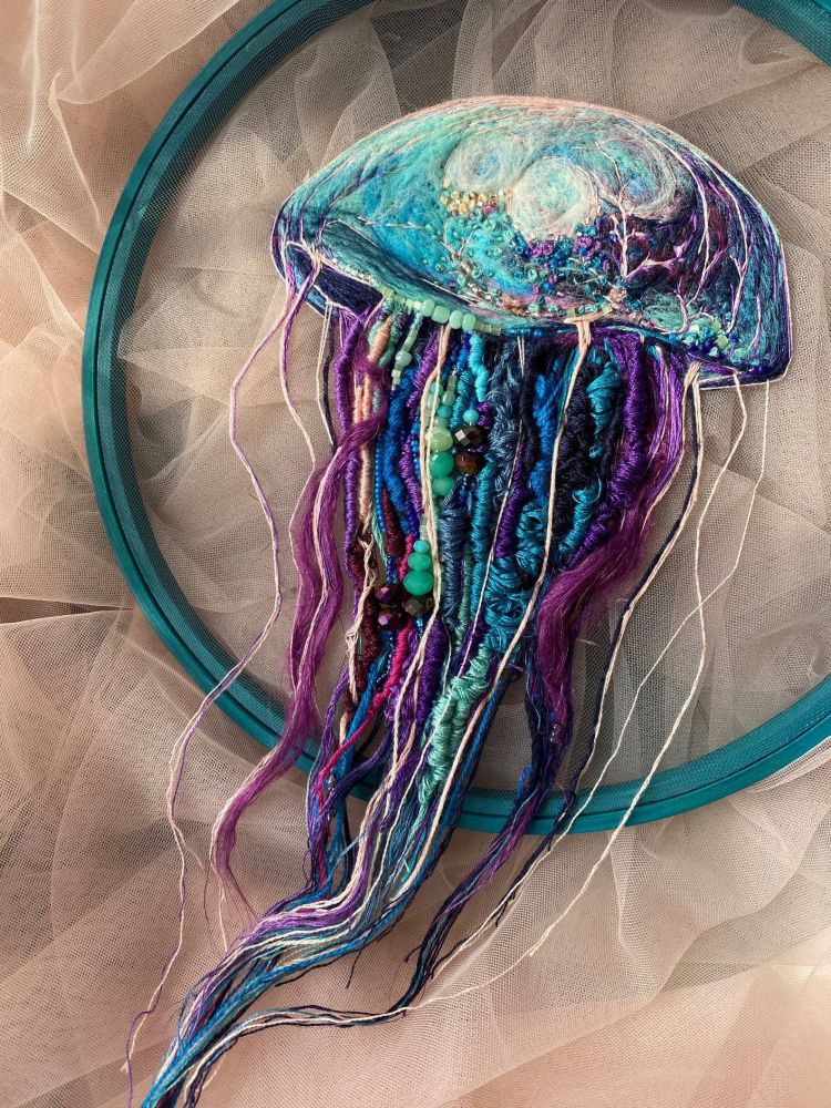 Gorgeous Jellyfish Embroidery Hoop Art By Yuliya Kucherenko 2