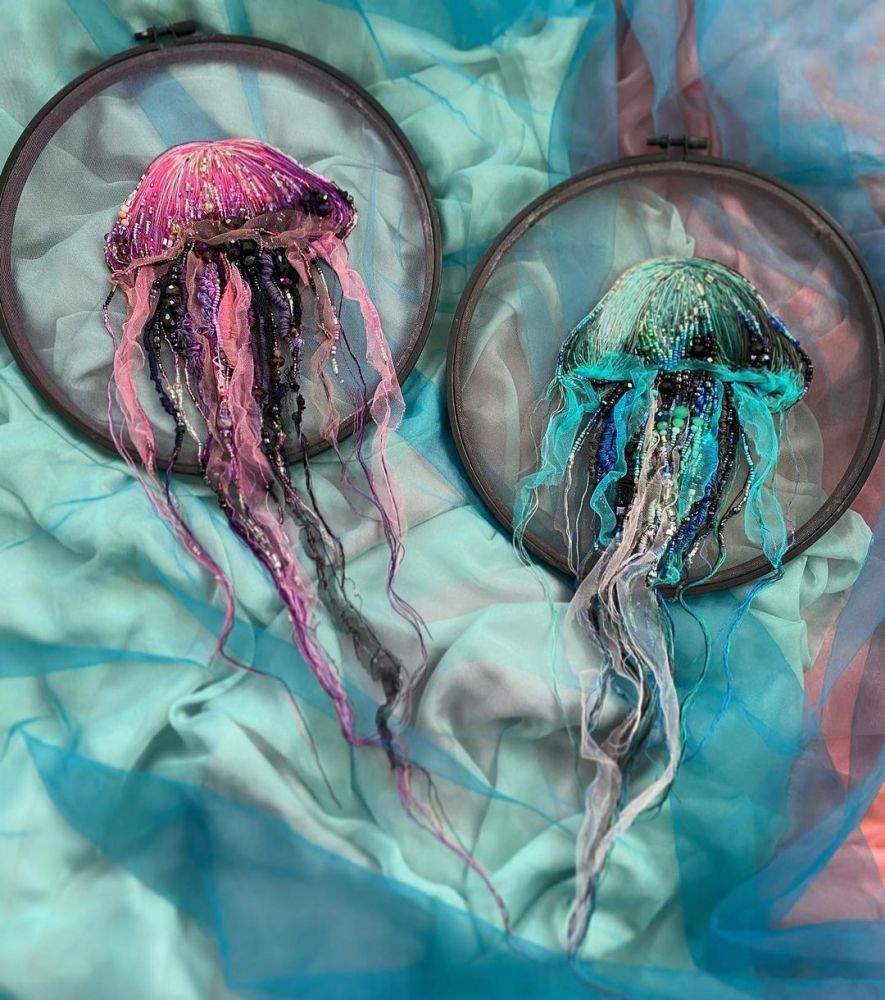Gorgeous Jellyfish Embroidery Hoop Art By Yuliya Kucherenko 5