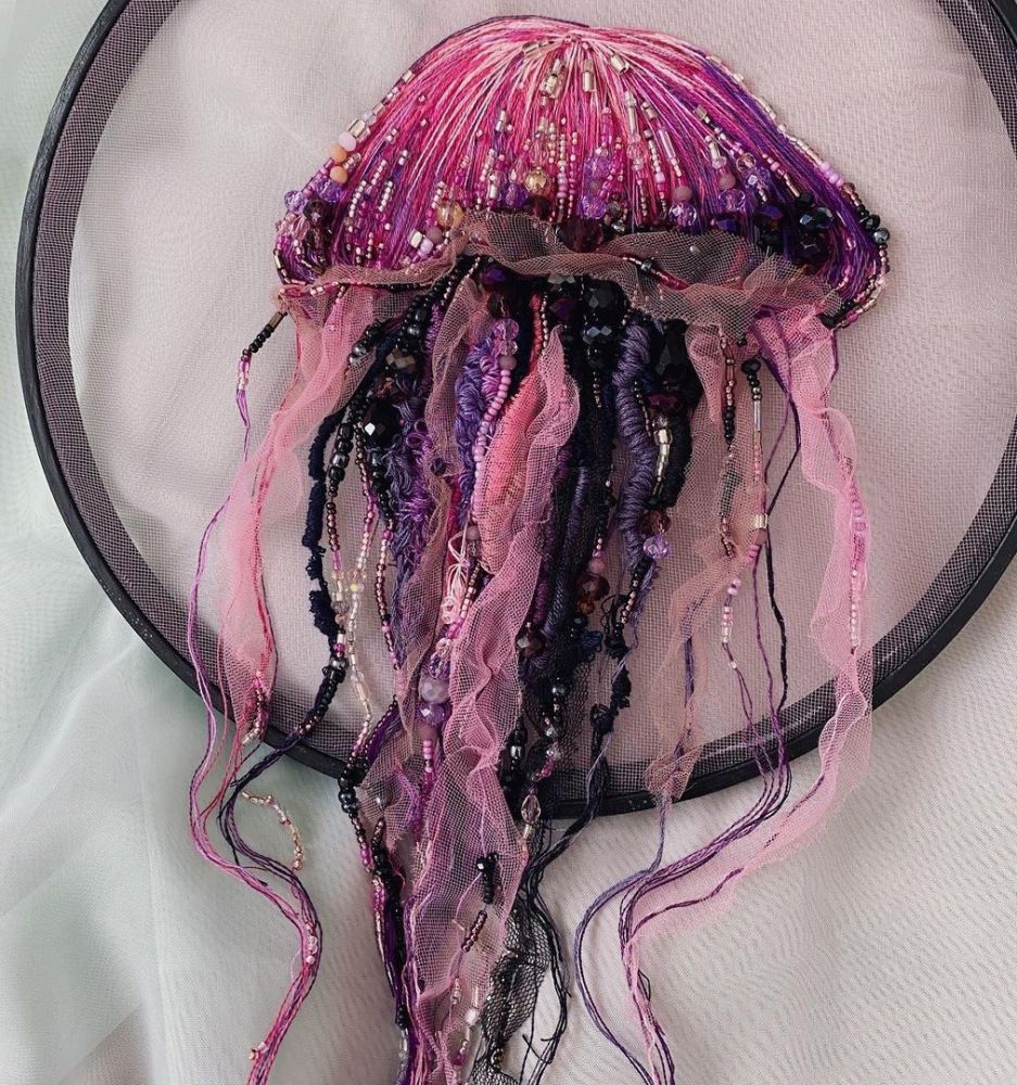 Gorgeous Jellyfish Embroidery Hoop Art By Yuliya Kucherenko 8