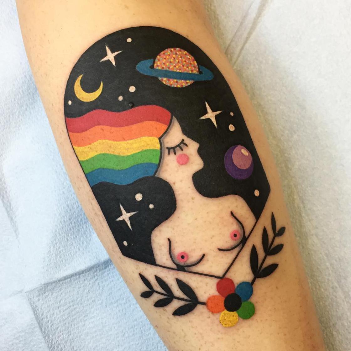 Multicolored vintage tattoos by Winston The Whale