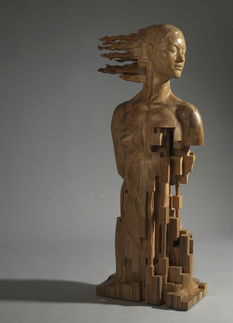 Splendid Wood Sculptures Of Pixelated Figures By Hsu Tung Han 17