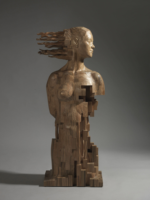 Splendid Wood Sculptures Of Pixelated Figures By Hsu Tung Han 18