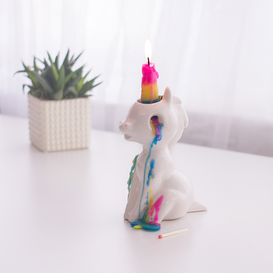 The Creepy And Cute Unicorn Candle That Cries Colorful Waxy Tears When You Light It By Firebox 1
