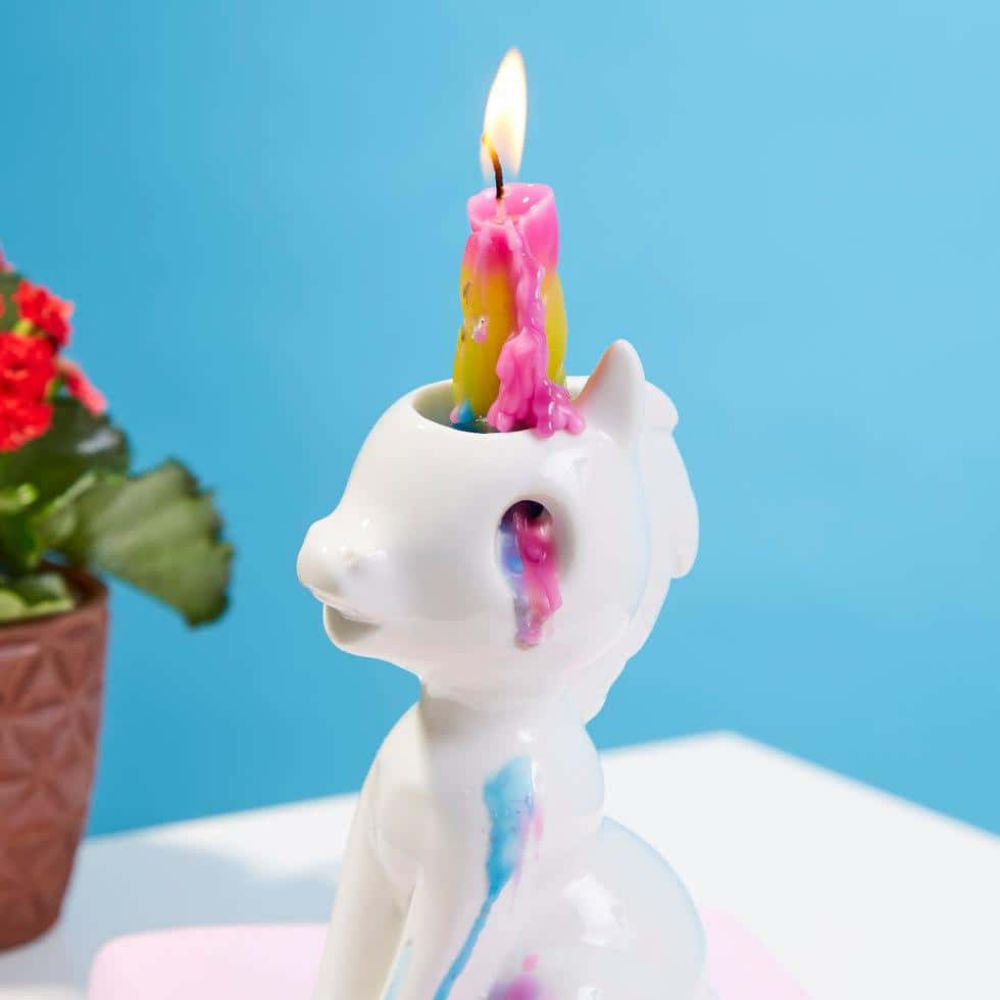 The Creepy And Cute Unicorn Candle That Cries Colorful Waxy Tears When You Light It By Firebox 4