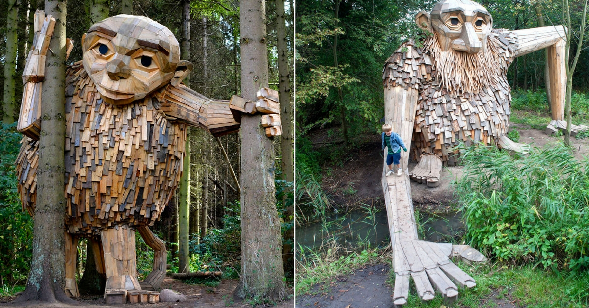 Giant Recycled Wood Sculptures Hidden In Copenhagen's Green Spaces By Thomas Dambo Sharecover