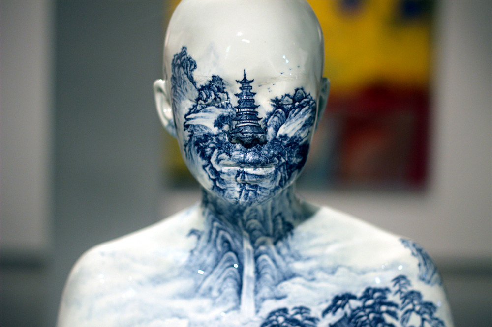 Porcelain Busts Patterned With Chinese Decorative Motifs By Ah Xian 9
