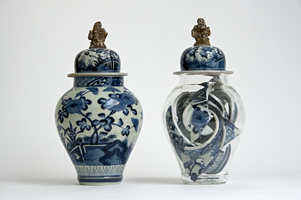 Still Together Clever Sculptures Of Broken Porcelain Vases Within Other Glass Ones By Bouke De Vries 4