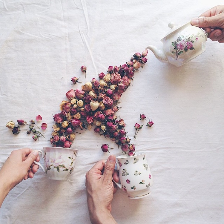 Enchanting Still Life Photographs Made Using Teacups Leaves And Flowers By Marina Malinovaya 10