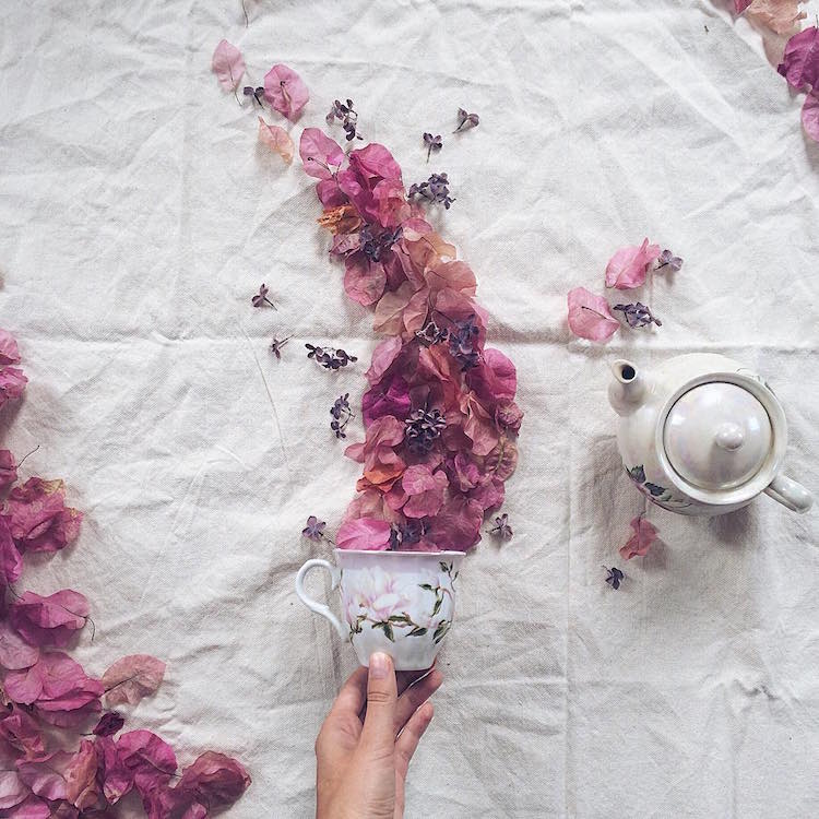 Enchanting Still Life Photographs Made Using Teacups Leaves And Flowers By Marina Malinovaya 3