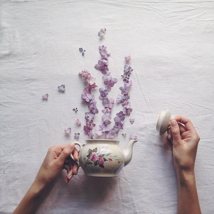 Enchanting Still Life Photographs Made Using Teacups Leaves And Flowers By Marina Malinovaya 9