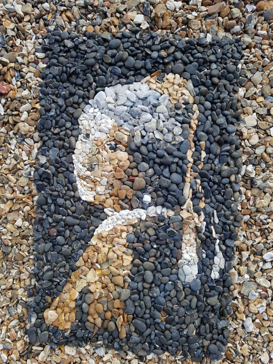 Extraordinary Mosaic Portraits Made With Pebbles By Justin Bateman 11