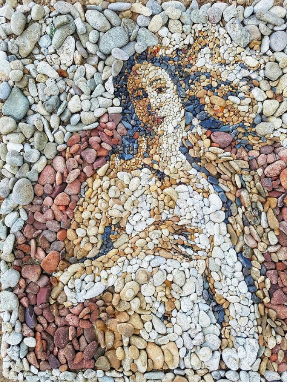 Extraordinary Mosaic Portraits Made With Pebbles By Justin Bateman 3