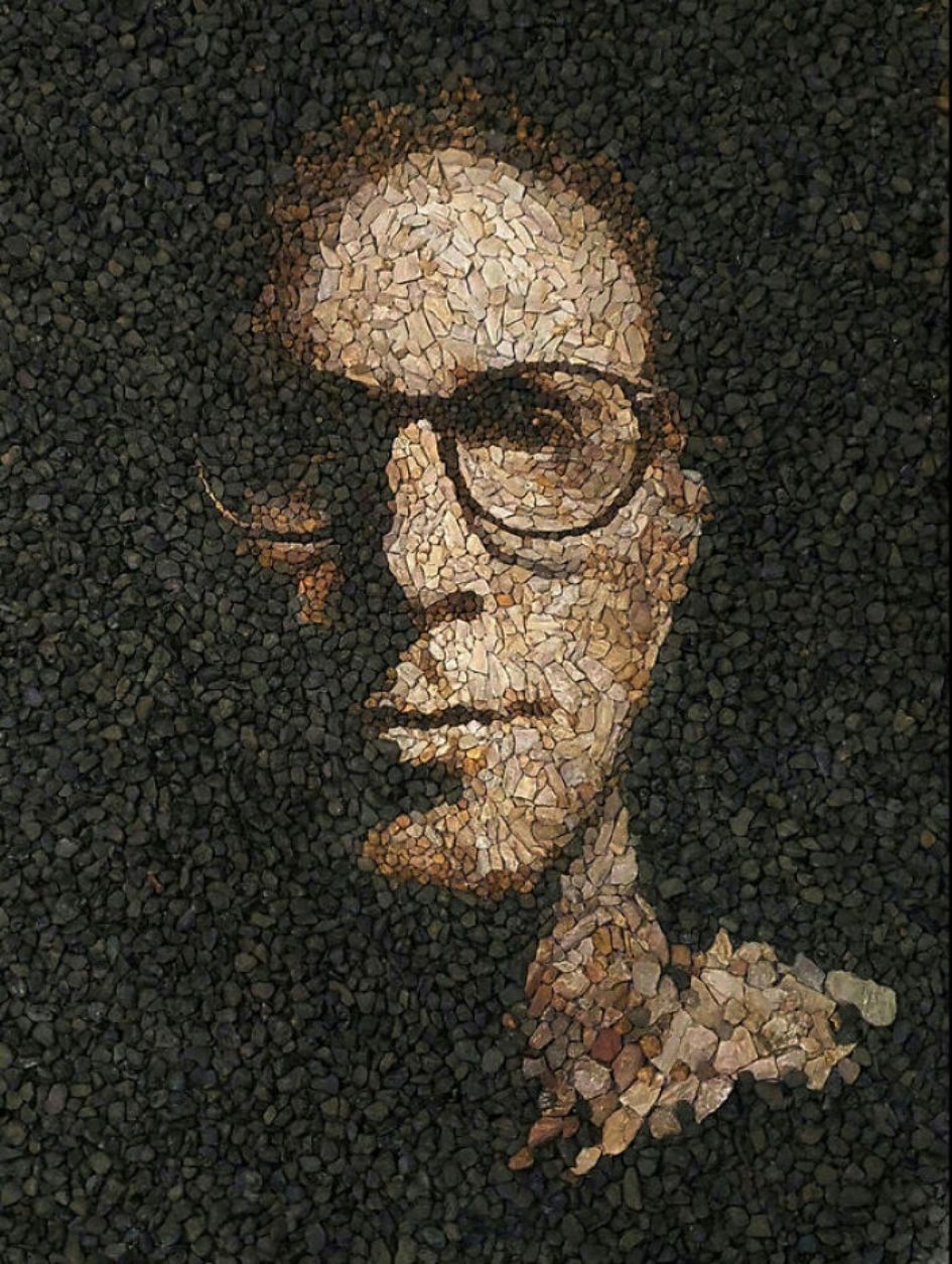 Extraordinary Mosaic Portraits Made With Pebbles By Justin Bateman 5