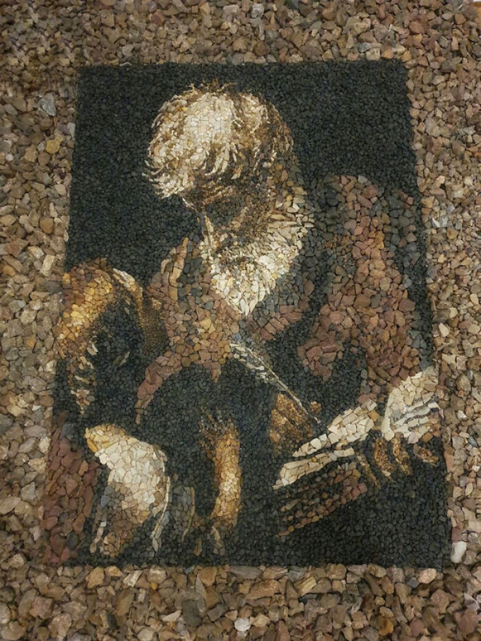 Extraordinary Mosaic Portraits Made With Pebbles By Justin Bateman 6