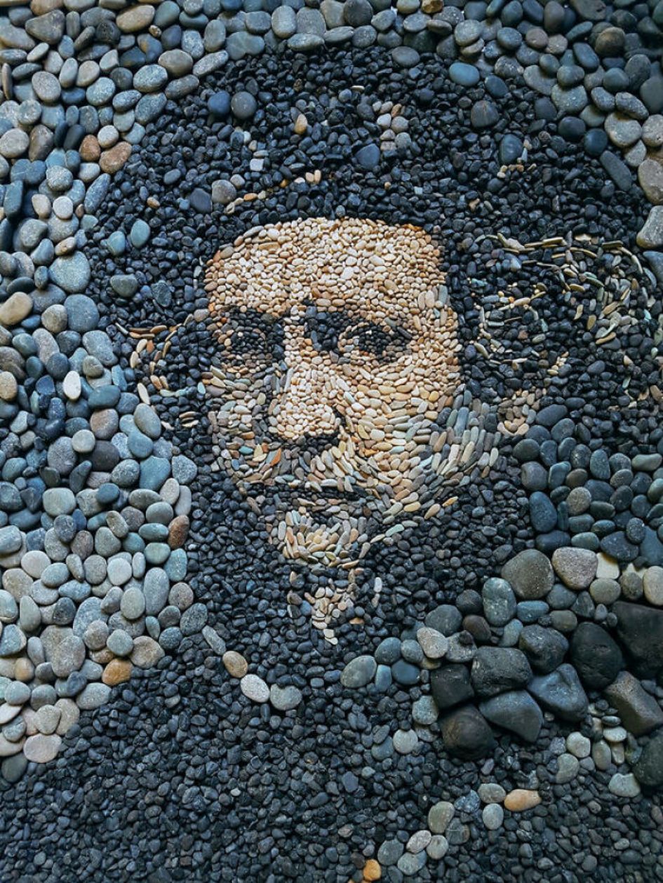 Extraordinary Mosaic Portraits Made With Pebbles By Justin Bateman 9
