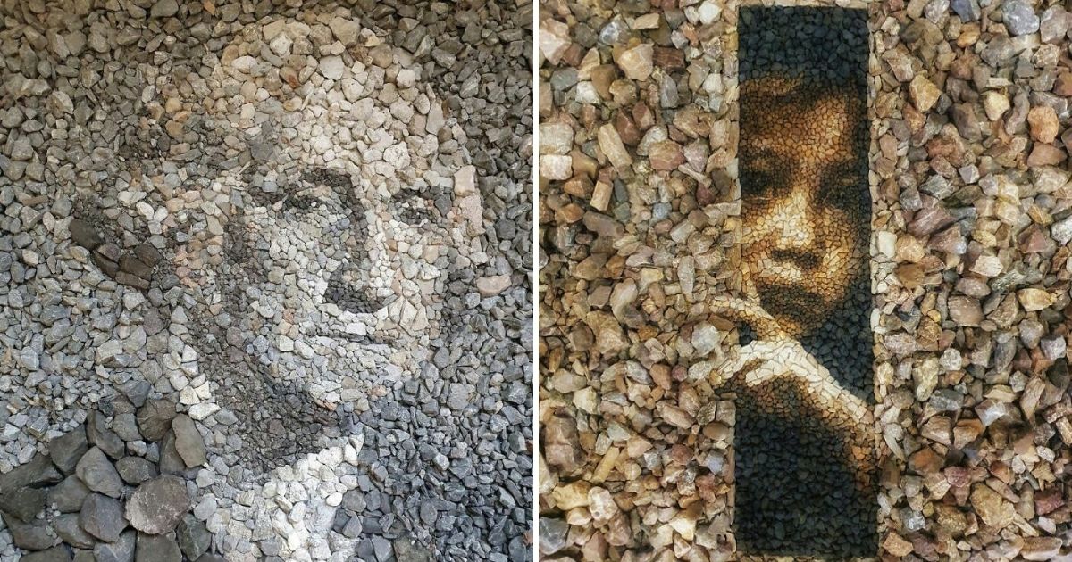 Extraordinary Mosaic Portraits Made With Pebbles By Justin Bateman Sharecover