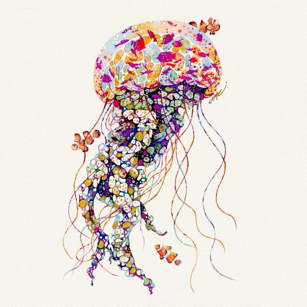 Fascinating Animal Watercolors Shaped With Florals By Hiroki Takeda 14