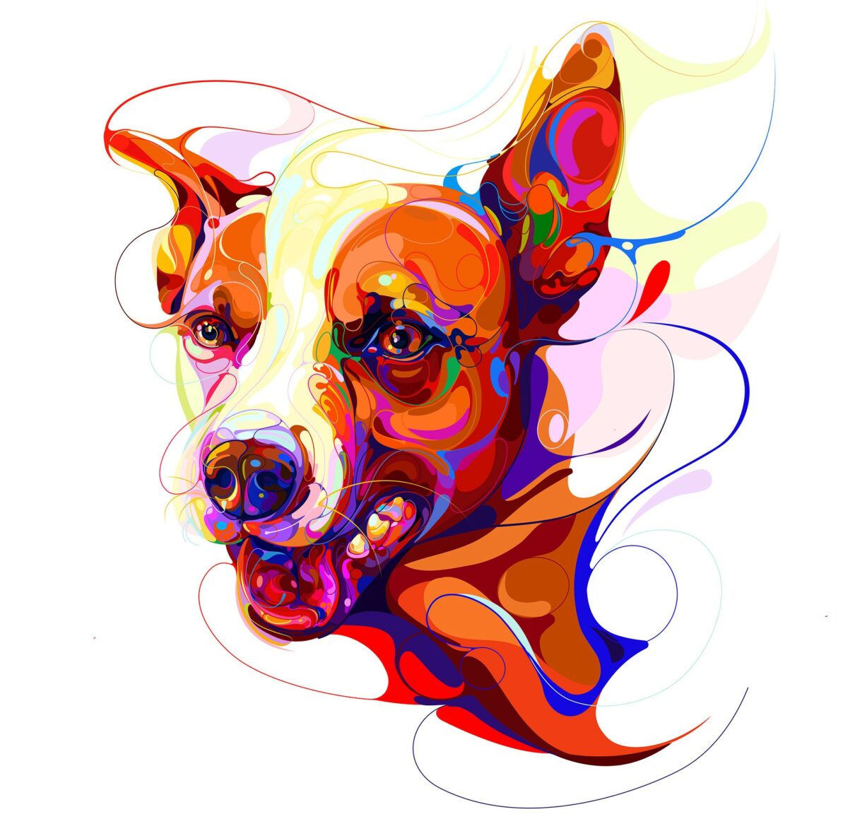 Kaleidoscopic Illustrations Of Expressive Dogs By Marina Okhromenko 4
