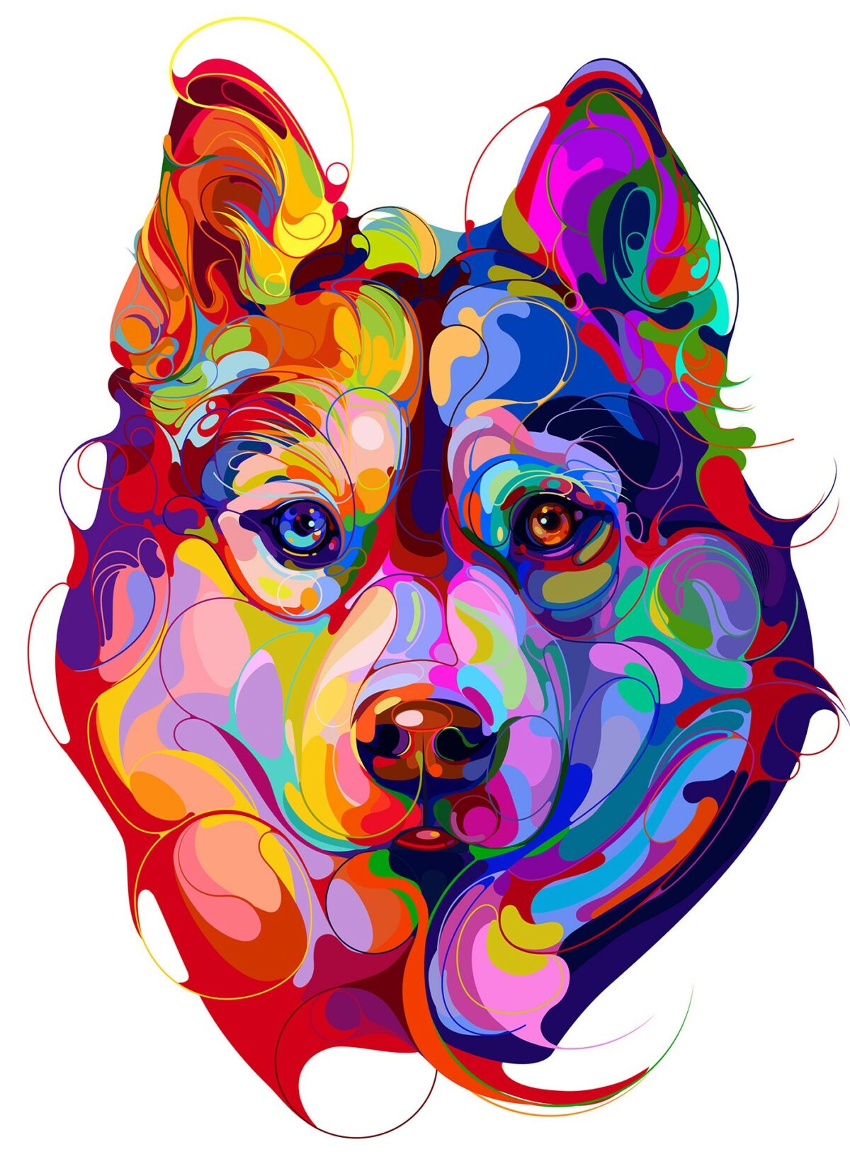 Kaleidoscopic Illustrations Of Expressive Dogs By Marina Okhromenko 7