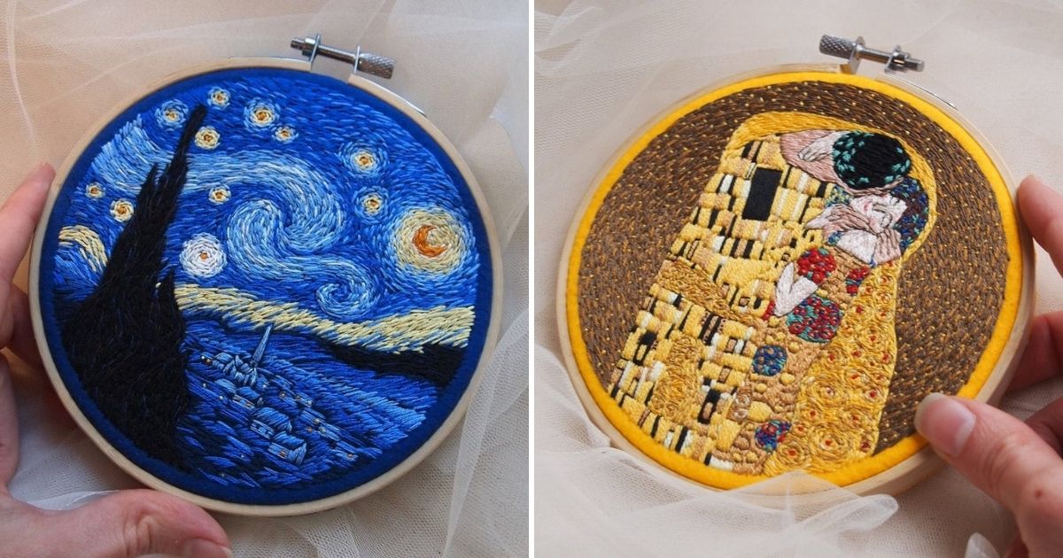 Minutely Embroidered Great Painters' Masterpieces By Ira Kutsyna Sharecover