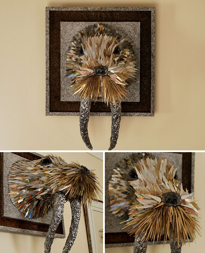 Old Cds Turned Into Fabulous Animal Sculptures By Sean E Avery 5