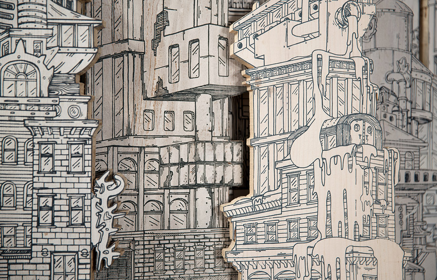 Extraordinary Cities Made From A Combination Of Drawings And Sculptures By Luke Osullivan 45