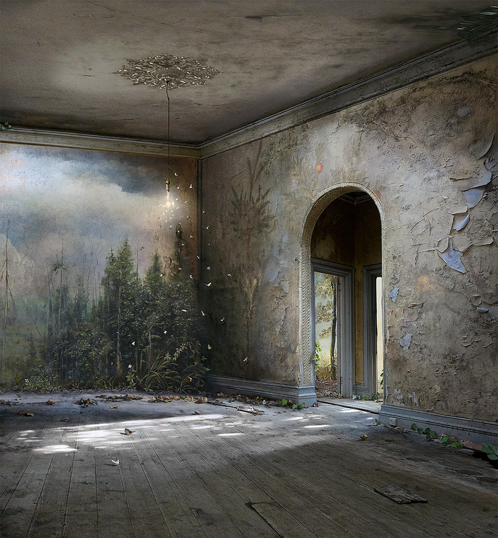 Fascinating Photomontages That Fuse Abandoned Places With Countryside Landscapes By Suzanne Moxhay 4
