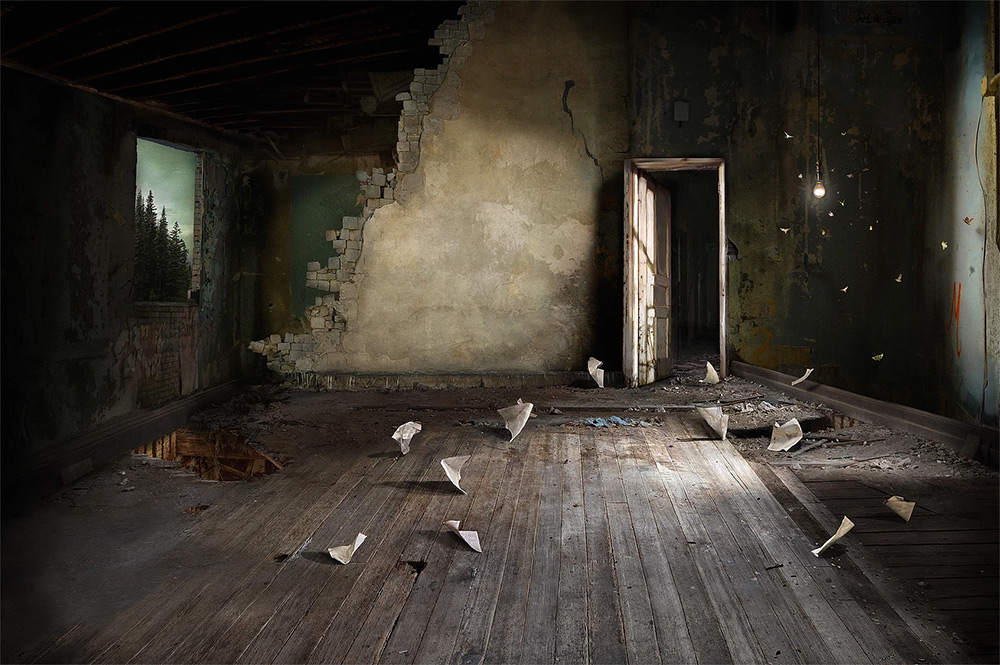 Fascinating Photomontages That Fuse Abandoned Places With Countryside Landscapes By Suzanne Moxhay 5