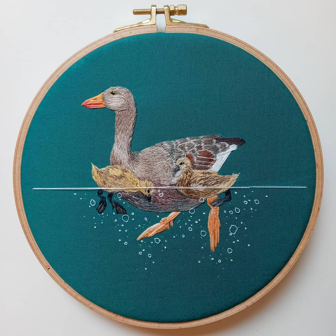Gorgeous Embroideries Of Animals Plunging Into The Waters By Megan Zaniewski 1