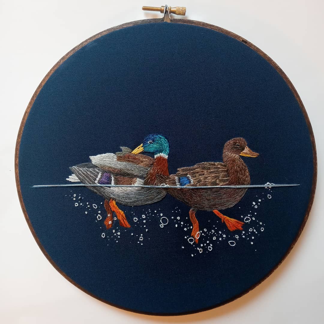 Gorgeous Embroideries Of Animals Plunging Into The Waters By Megan Zaniewski 2