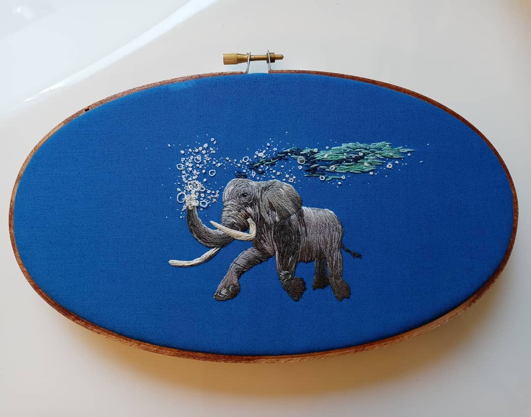 Gorgeous Embroideries Of Animals Plunging Into The Waters By Megan Zaniewski 6