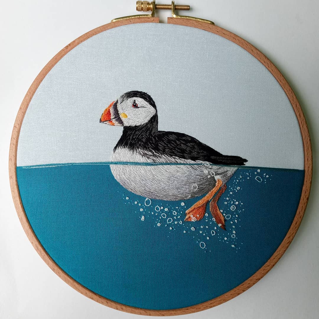 Gorgeous Embroideries Of Animals Plunging Into The Waters By Megan Zaniewski 9