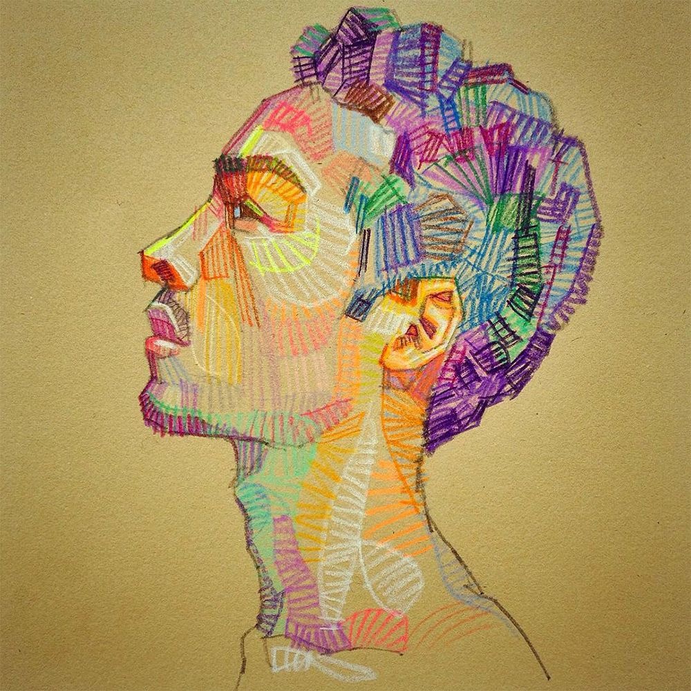 Superb Sketches Of Hands Portraits And Other Figures Composed Of Multicolored Geometric Forms By Lui Ferreyra 10