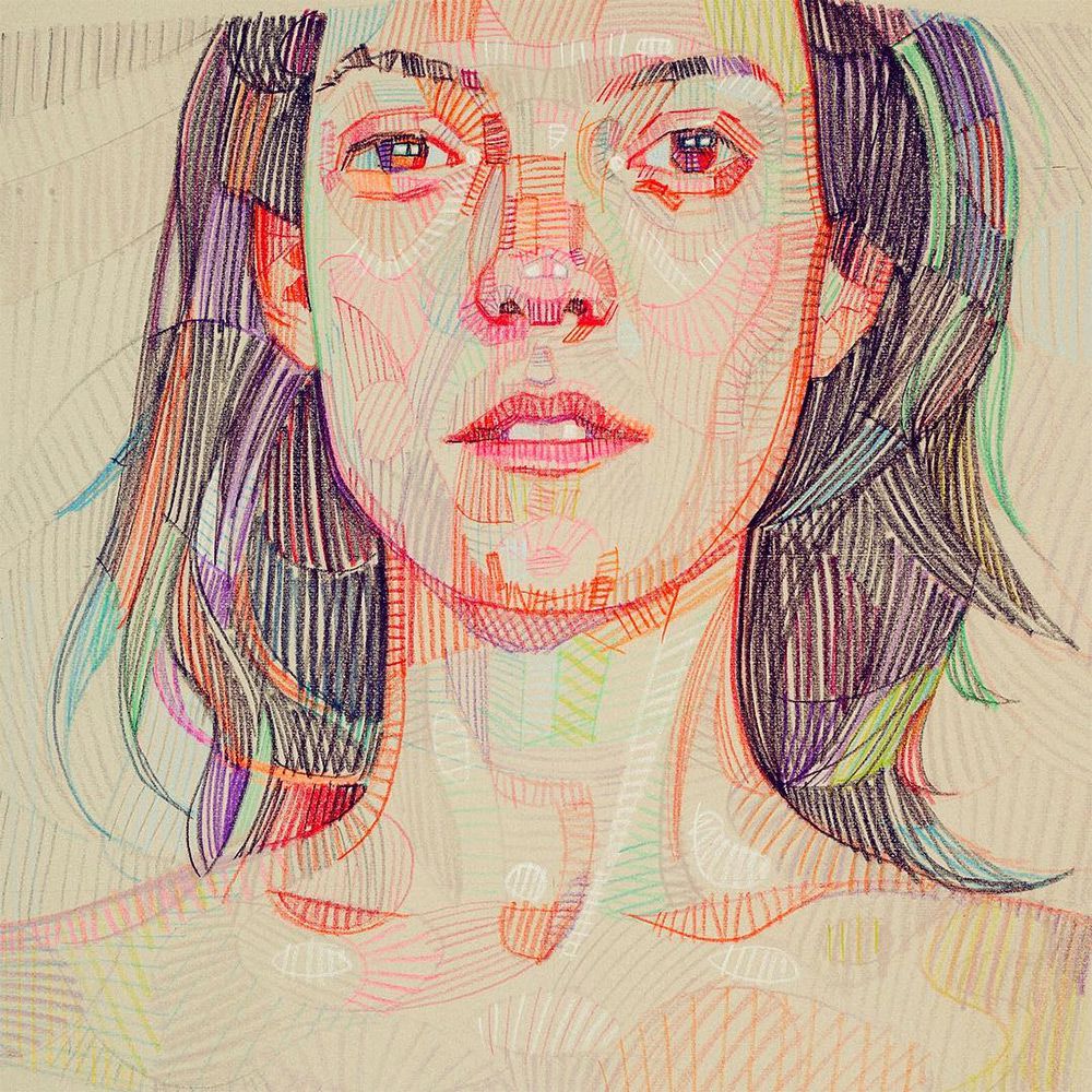 Superb Sketches Of Hands Portraits And Other Figures Composed Of Multicolored Geometric Forms By Lui Ferreyra 11