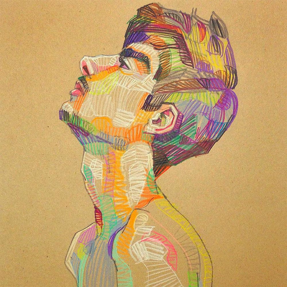 Superb Sketches Of Hands Portraits And Other Figures Composed Of Multicolored Geometric Forms By Lui Ferreyra 14