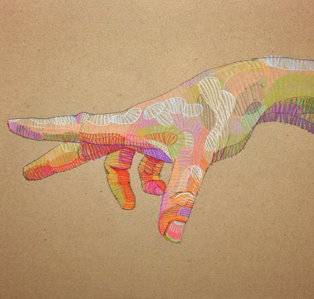 Superb Sketches Of Hands Portraits And Other Figures Composed Of Multicolored Geometric Forms By Lui Ferreyra 3