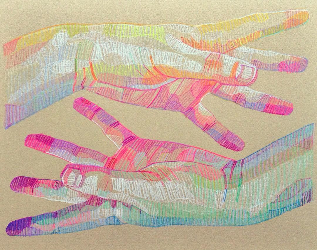 Superb Sketches Of Hands Portraits And Other Figures Composed Of Multicolored Geometric Forms By Lui Ferreyra 5