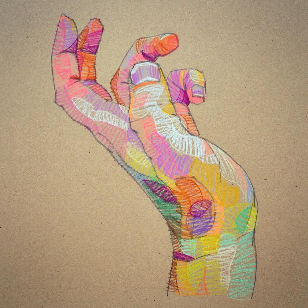 Superb Sketches Of Hands Portraits And Other Figures Composed Of Multicolored Geometric Forms By Lui Ferreyra 6